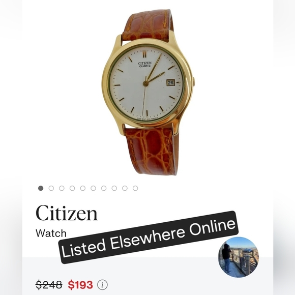 Vintage Citizen Men's Watch W/Date & Leather Strap - Gold and Brown